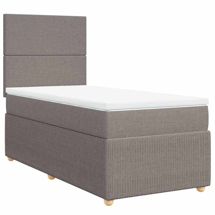 Pat box spring cu saltea, gri taupe, 80x200 cm, textil - WALTI WALTI