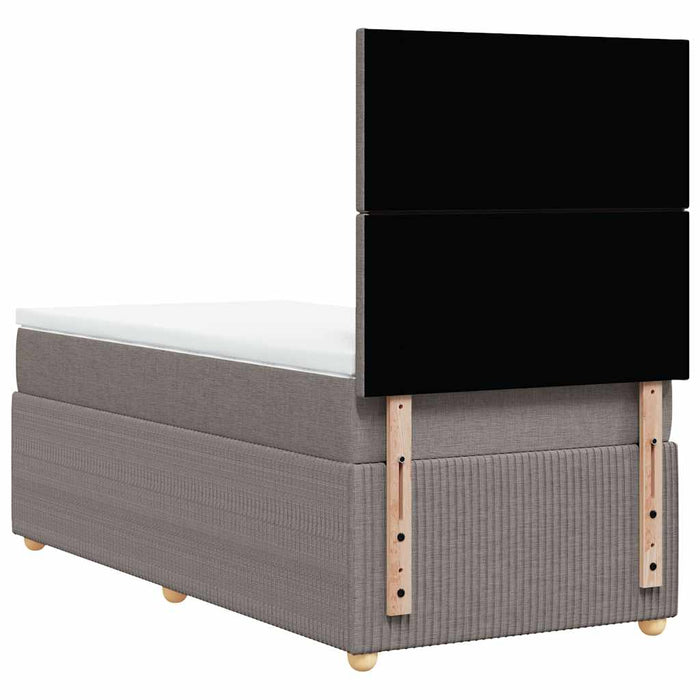 Pat box spring cu saltea, gri taupe, 80x200 cm, textil - WALTI WALTI