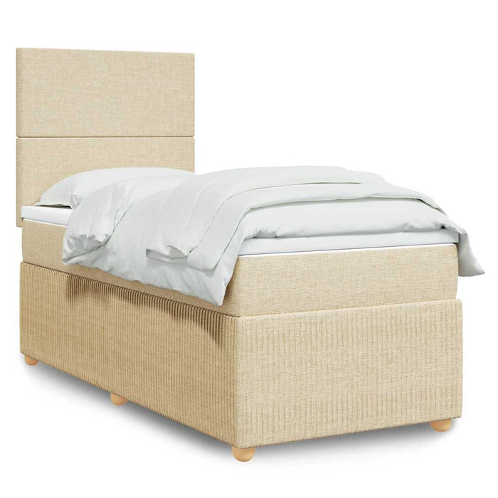 Pat box spring cu saltea, crem, 80x200 cm, textil - WALTI WALTI