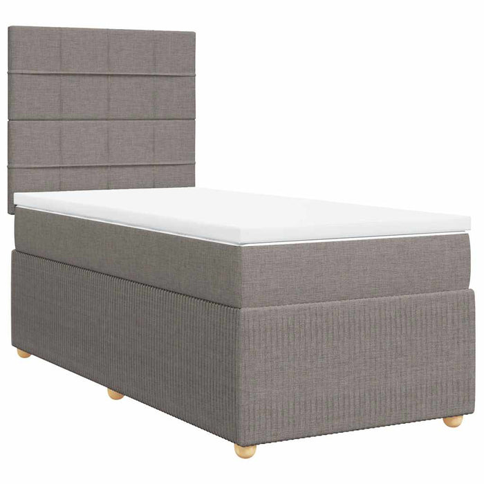 Pat box spring cu saltea, gri taupe, 80x200 cm, textil - WALTI WALTI