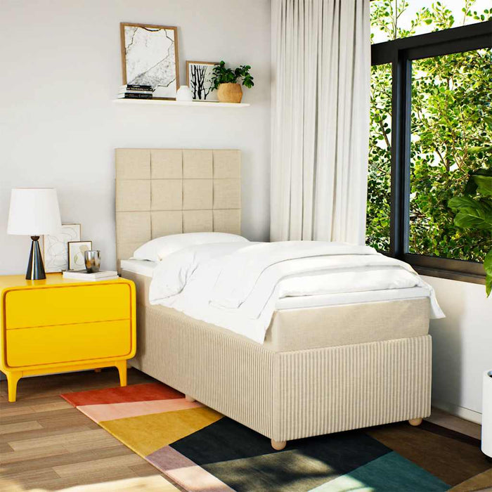 Pat box spring cu saltea, crem, 80x200 cm, textil - WALTI WALTI