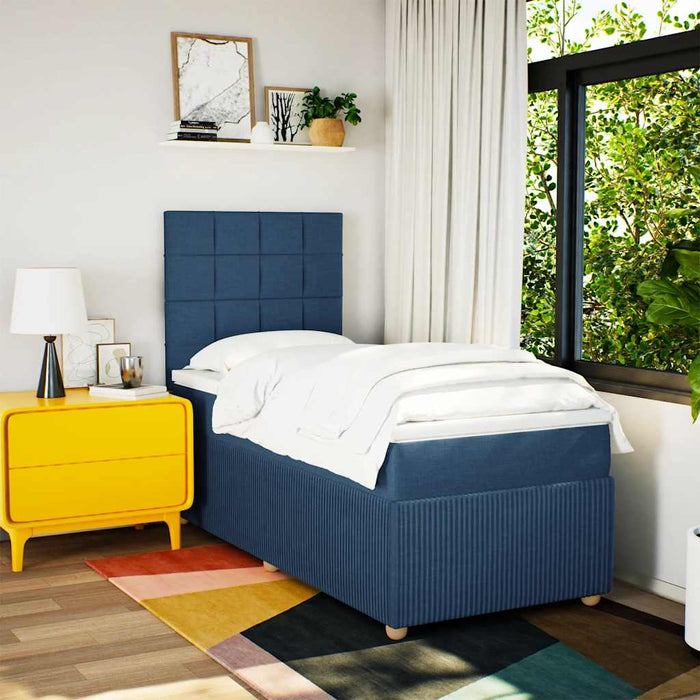 Pat box spring cu saltea, albastru, 80x200 cm, textil - WALTI WALTI