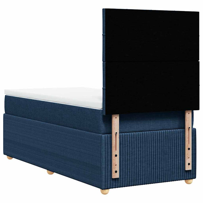 Pat box spring cu saltea, albastru, 80x200 cm, textil - WALTI WALTI