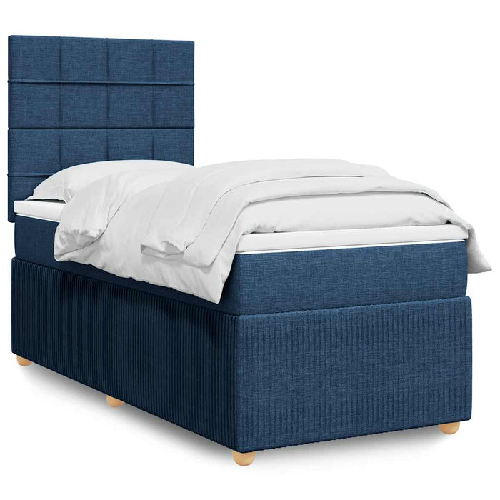 Pat box spring cu saltea, albastru, 80x200 cm, textil - WALTI WALTI