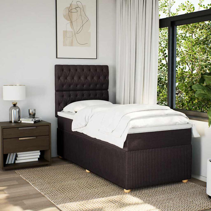 Pat box spring cu saltea, maro închis, 80x200 cm, textil - WALTI WALTI