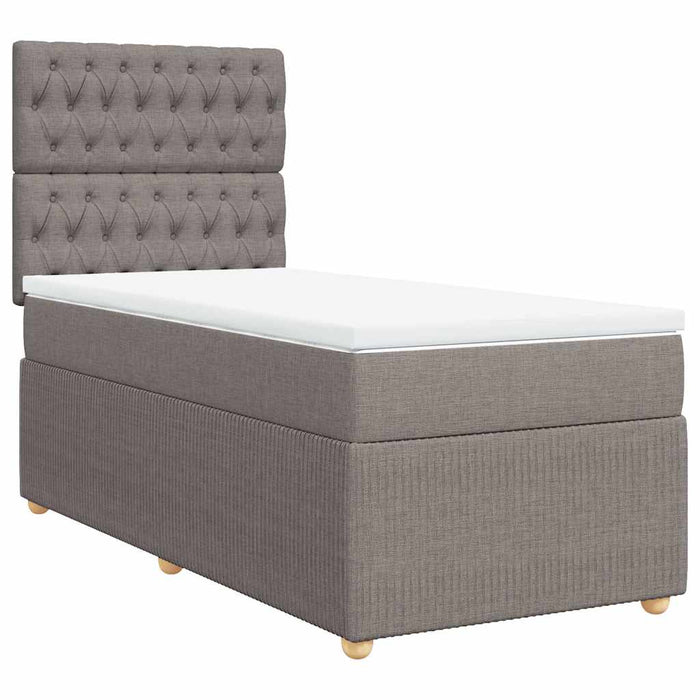 Pat box spring cu saltea, gri taupe, 80x200 cm, textil - WALTI WALTI