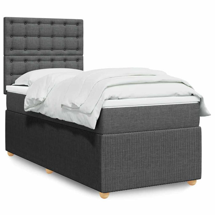Pat box spring cu saltea, gri închis, 80x200 cm, textil - WALTI WALTI