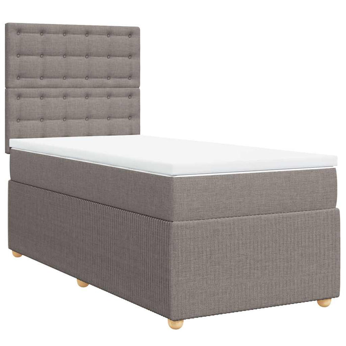 Pat box spring cu saltea, gri taupe, 80x200 cm, textil - WALTI WALTI