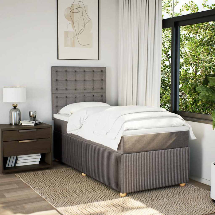Pat box spring cu saltea, gri taupe, 80x200 cm, textil - WALTI WALTI