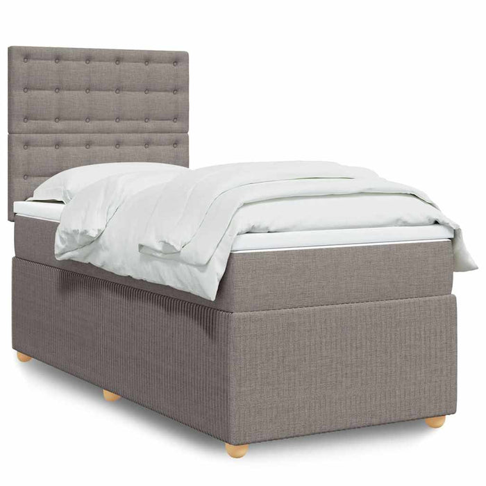 Pat box spring cu saltea, gri taupe, 80x200 cm, textil - WALTI WALTI