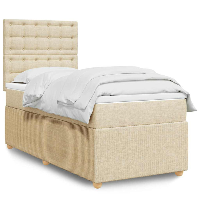 Pat box spring cu saltea, crem, 80x200 cm, textil - WALTI WALTI