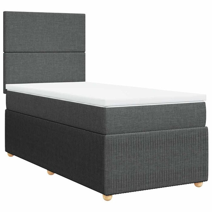 Pat box spring cu saltea, gri închis, 90x190 cm, textil - WALTI WALTI