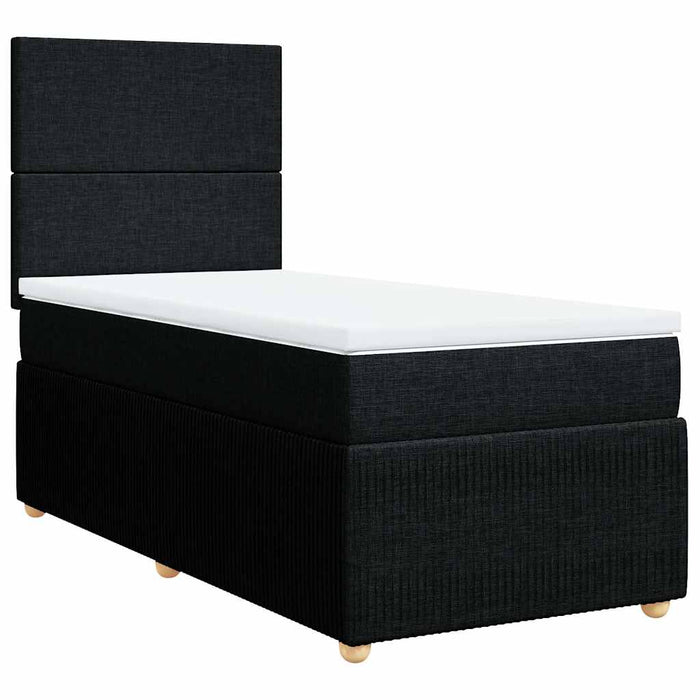 Pat box spring cu saltea, negru, 90x190 cm, textil - WALTI WALTI