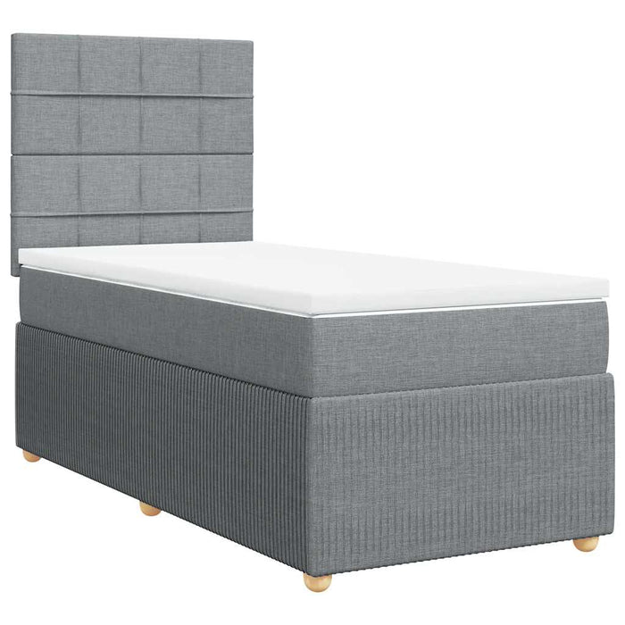 Pat box spring cu saltea, gri deschis, 90x190 cm, textil - WALTI WALTI