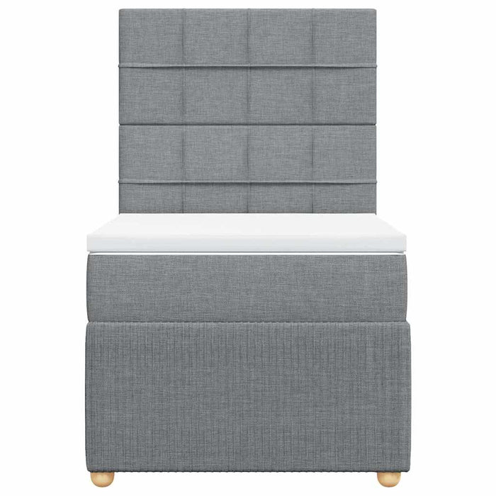 Pat box spring cu saltea, gri deschis, 90x190 cm, textil - WALTI WALTI