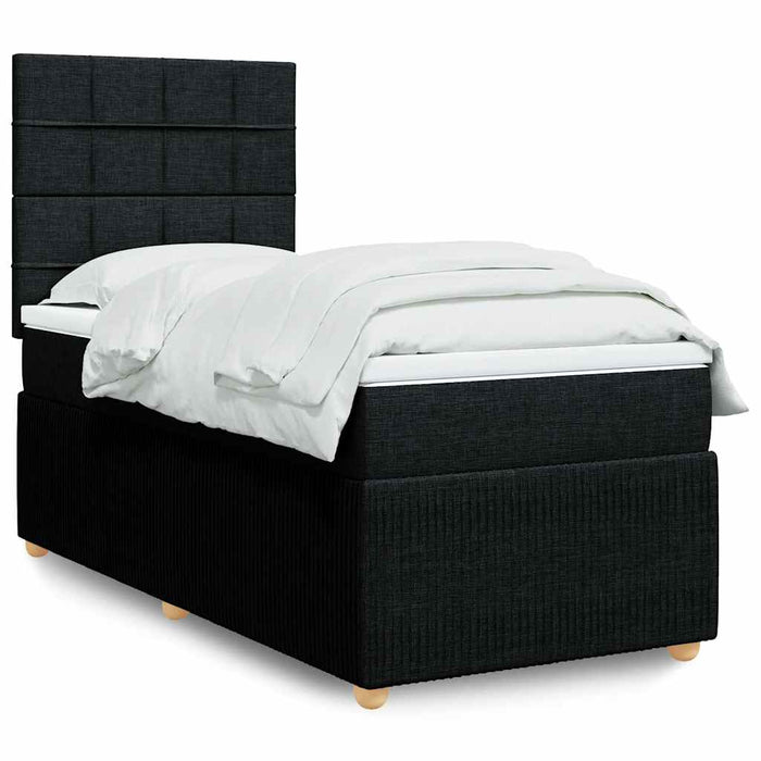 Pat box spring cu saltea, negru, 90x190 cm, textil - WALTI WALTI