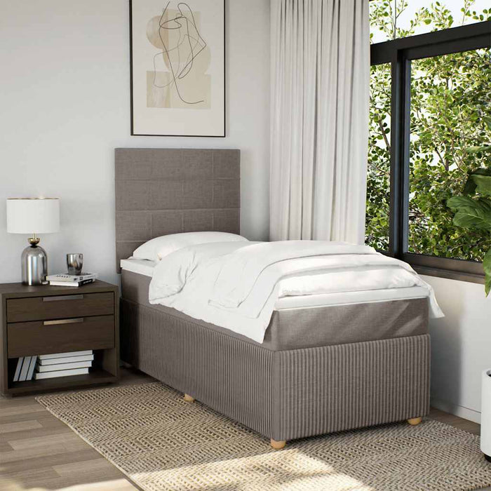 Pat box spring cu saltea, gri taupe, 90x190 cm, textil WALTI