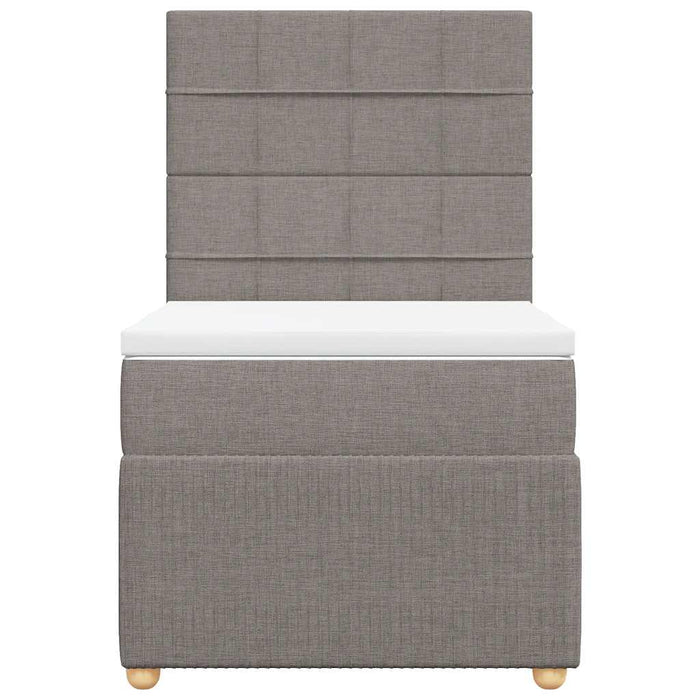 Pat box spring cu saltea, gri taupe, 90x190 cm, textil WALTI