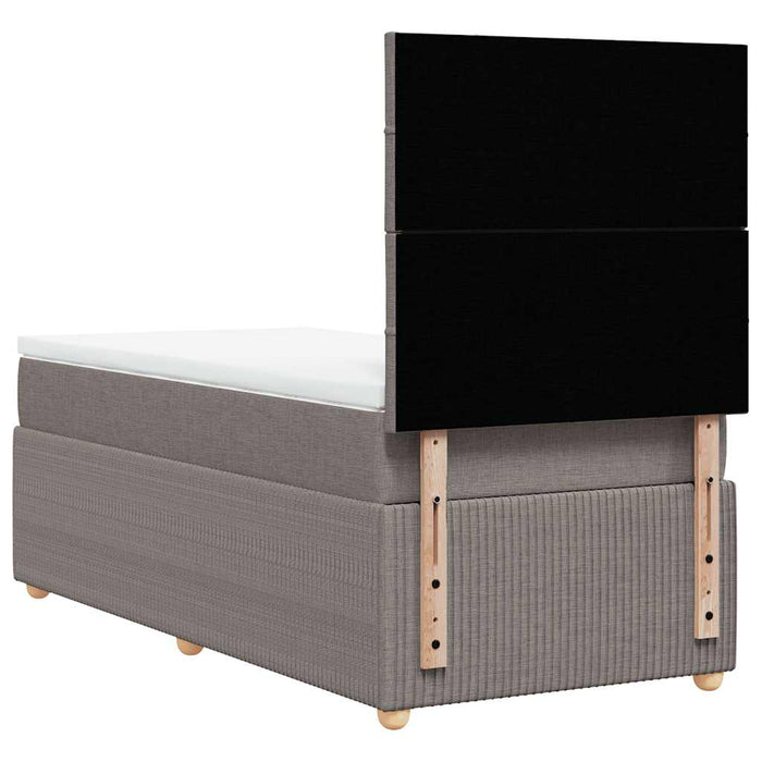 Pat box spring cu saltea, gri taupe, 90x190 cm, textil WALTI