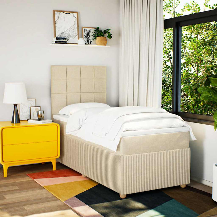 Pat box spring cu saltea, crem, 90x190 cm, textil - WALTI WALTI