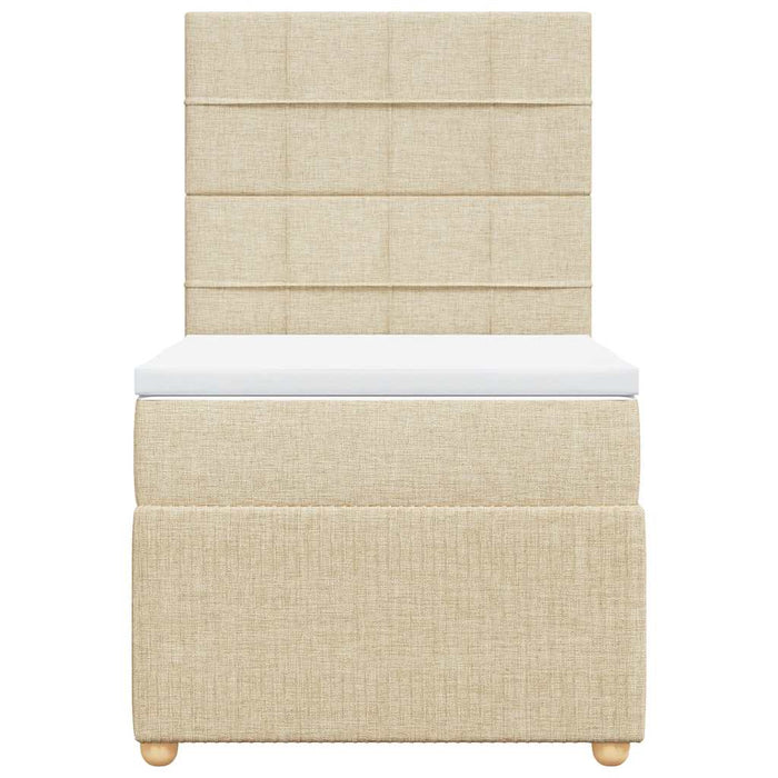 Pat box spring cu saltea, crem, 90x190 cm, textil - WALTI WALTI