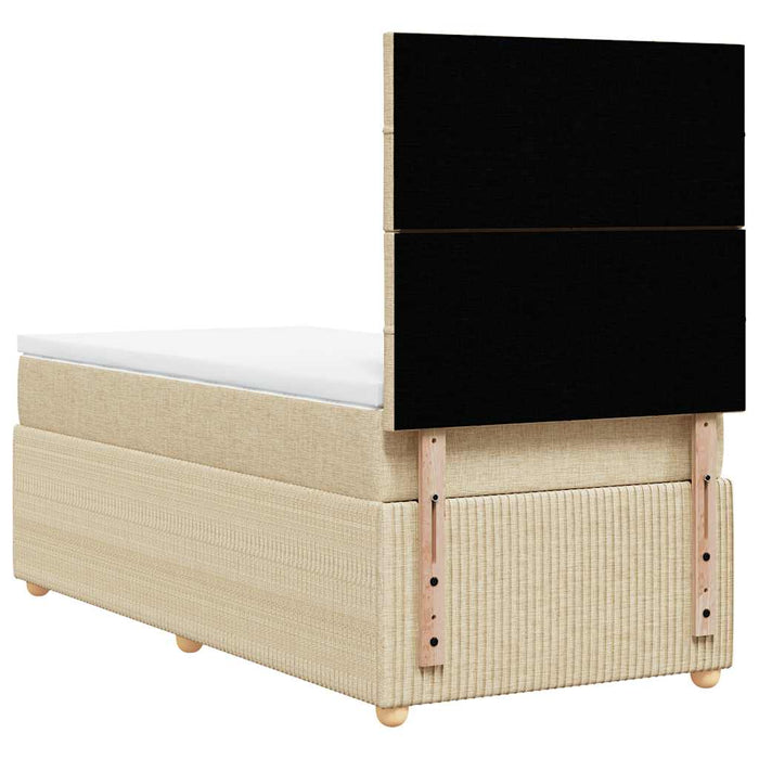 Pat box spring cu saltea, crem, 90x190 cm, textil - WALTI WALTI