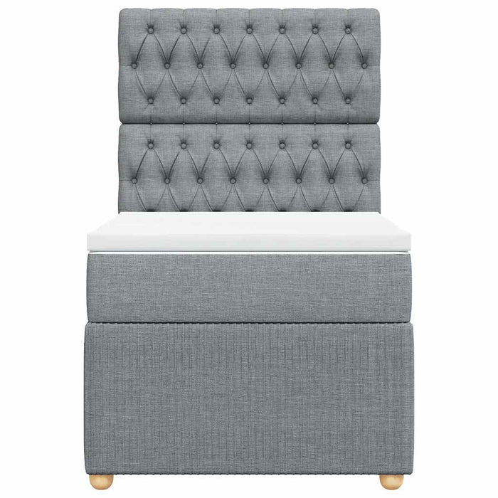 Pat box spring cu saltea, gri deschis, 90x190 cm, textil - WALTI WALTI