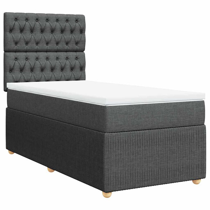 Pat box spring cu saltea, gri închis, 90x190 cm, textil - WALTI WALTI