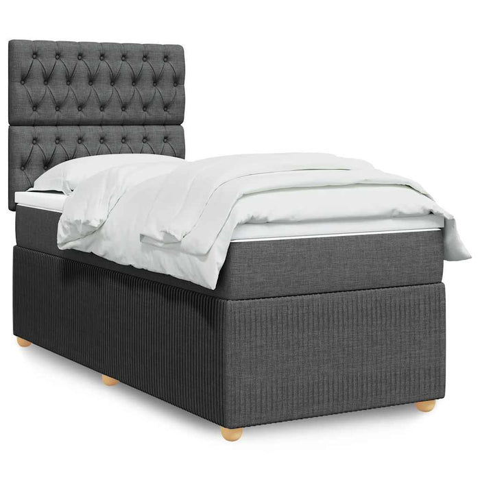 Pat box spring cu saltea, gri închis, 90x190 cm, textil - WALTI WALTI