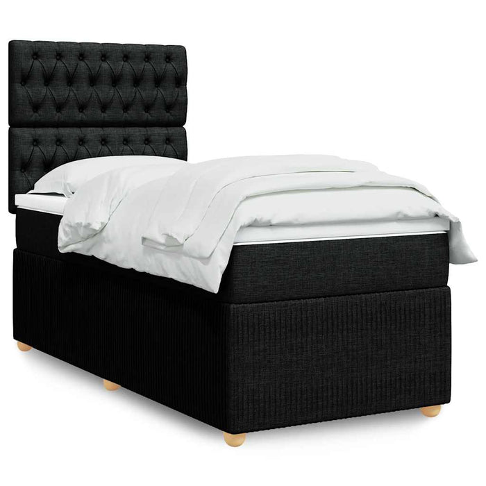 Pat box spring cu saltea, negru, 90x190 cm, textil - WALTI WALTI