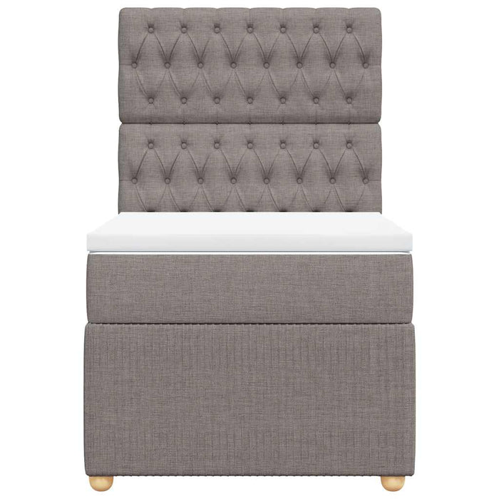 Pat box spring cu saltea, gri taupe, 90x190 cm, textil WALTI