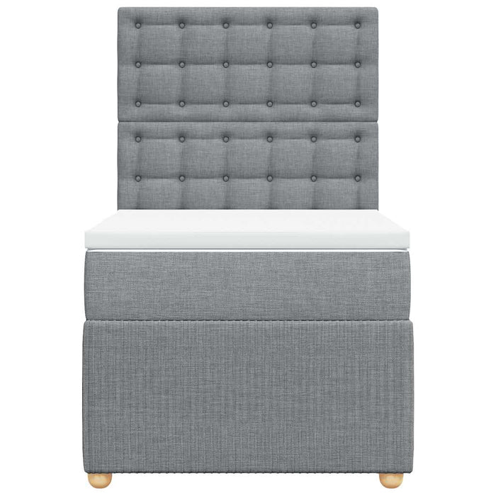 Pat box spring cu saltea, gri deschis, 90x190 cm, textil - WALTI WALTI