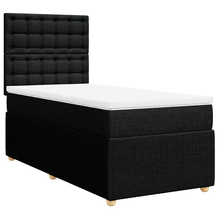 Pat box spring cu saltea, negru, 90x190 cm, textil WALTI