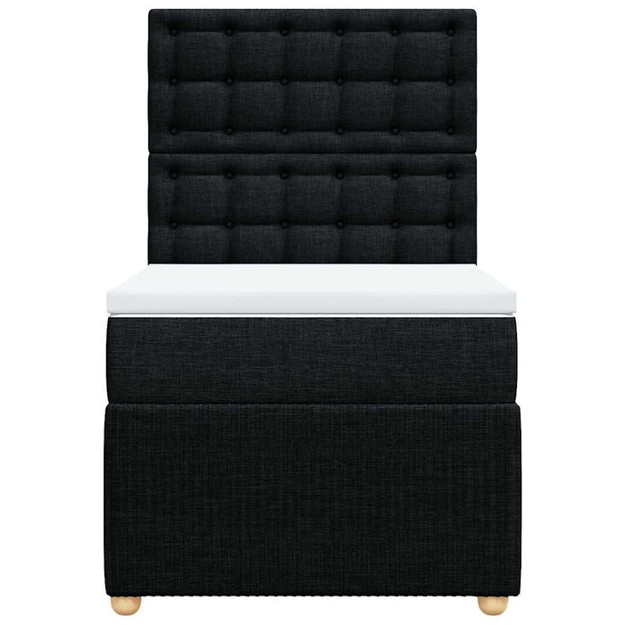 Pat box spring cu saltea, negru, 90x190 cm, textil WALTI
