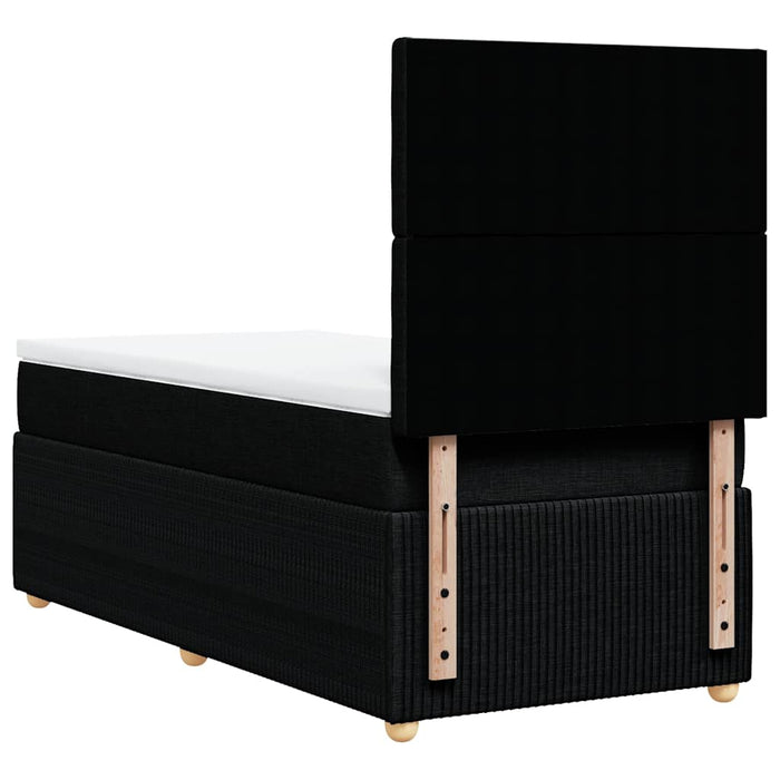 Pat box spring cu saltea, negru, 90x190 cm, textil WALTI