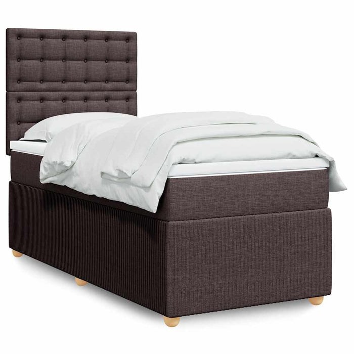 Pat box spring cu saltea, maro închis, 90x190 cm, textil - WALTI WALTI