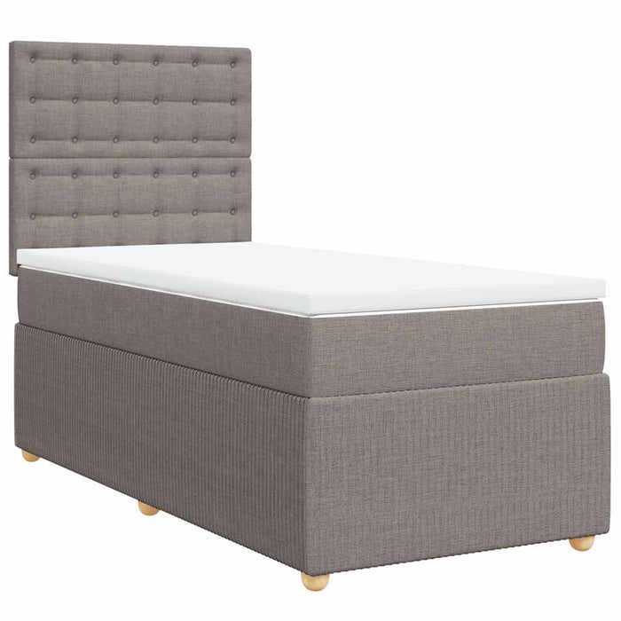 Pat box spring cu saltea, gri taupe, 90x190 cm, textil - WALTI WALTI