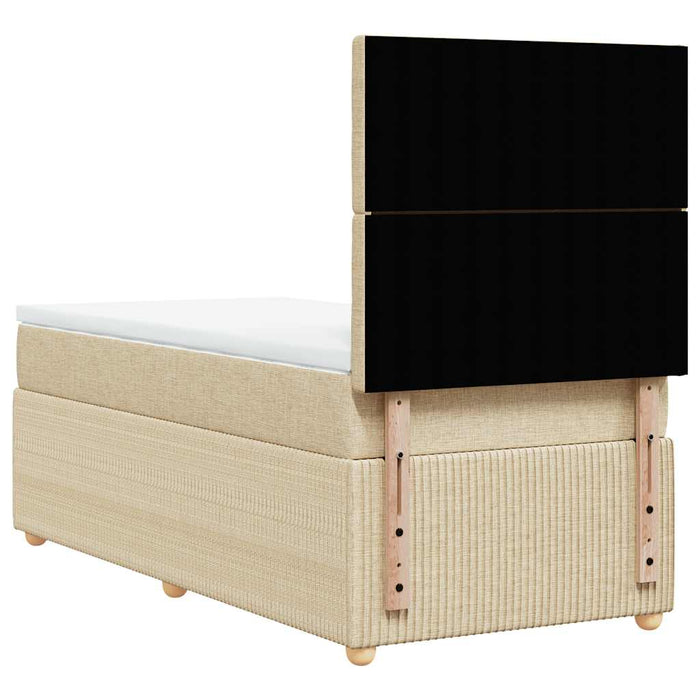 Pat box spring cu saltea, crem, 90x190 cm, textil - WALTI WALTI
