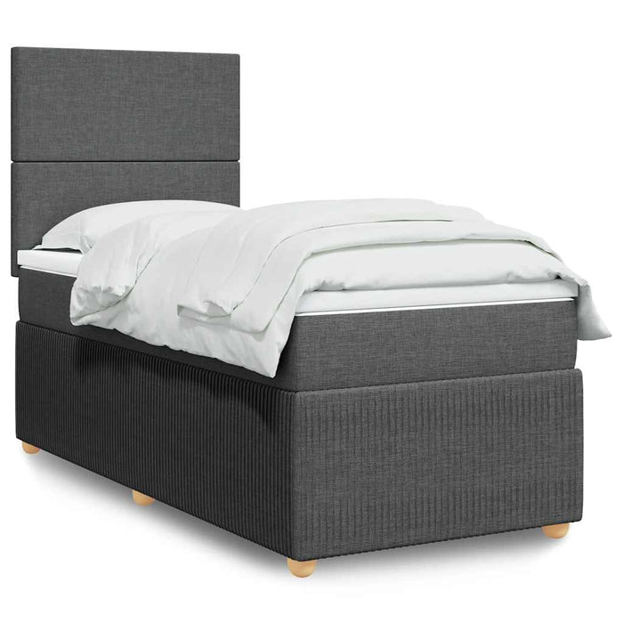 Pat box spring cu saltea, gri închis, 90x200 cm, textil - WALTI WALTI