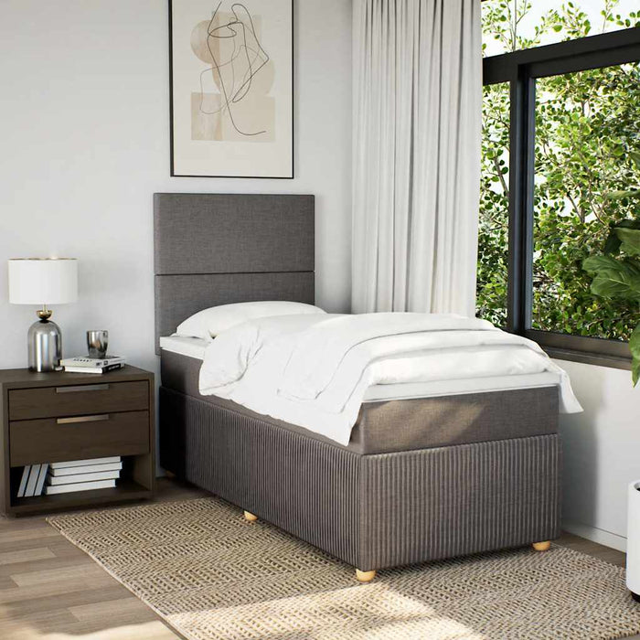Pat box spring cu saltea, gri taupe, 90x200 cm, textil - WALTI WALTI