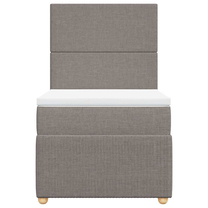 Pat box spring cu saltea, gri taupe, 90x200 cm, textil - WALTI WALTI