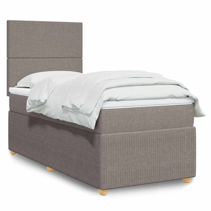 Pat box spring cu saltea, gri taupe, 90x200 cm, textil - WALTI WALTI