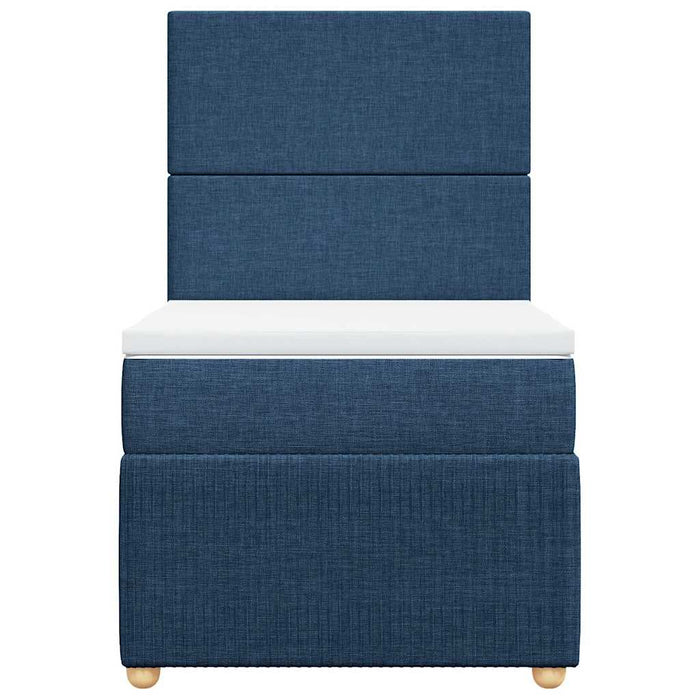 Pat box spring cu saltea, albastru, 90x200 cm, textil - WALTI WALTI