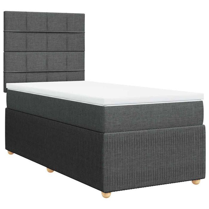 Pat box spring cu saltea, gri închis, 90x200 cm, textil WALTI