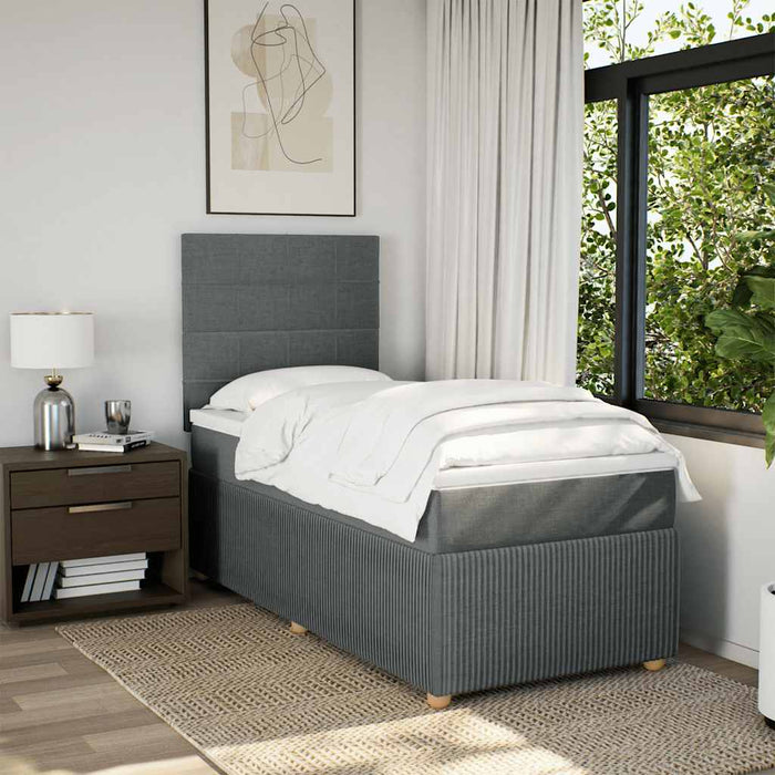 Pat box spring cu saltea, gri închis, 90x200 cm, textil WALTI