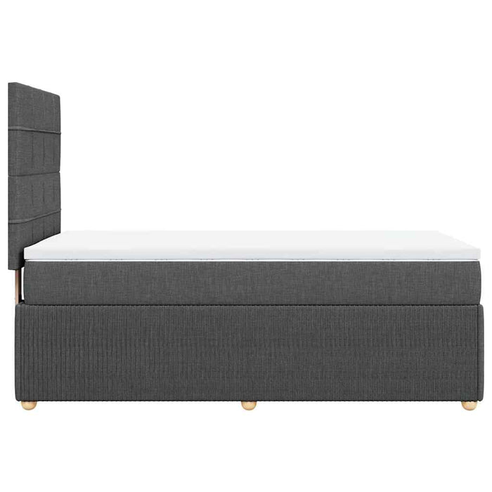 Pat box spring cu saltea, gri închis, 90x200 cm, textil WALTI