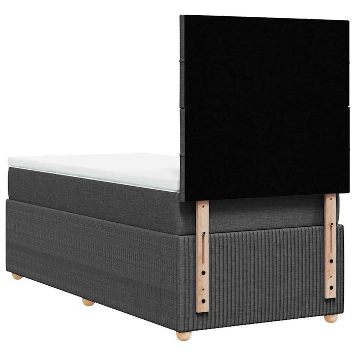 Pat box spring cu saltea, gri închis, 90x200 cm, textil WALTI