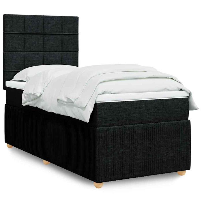 Pat box spring cu saltea, negru, 90x200 cm, textil - WALTI WALTI