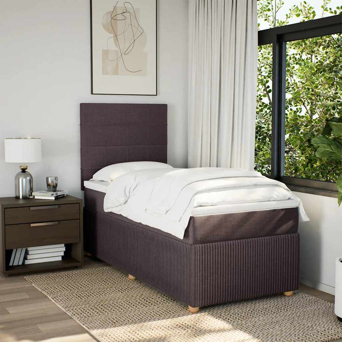 Pat box spring cu saltea, maro închis, 90x200 cm, textil - WALTI WALTI