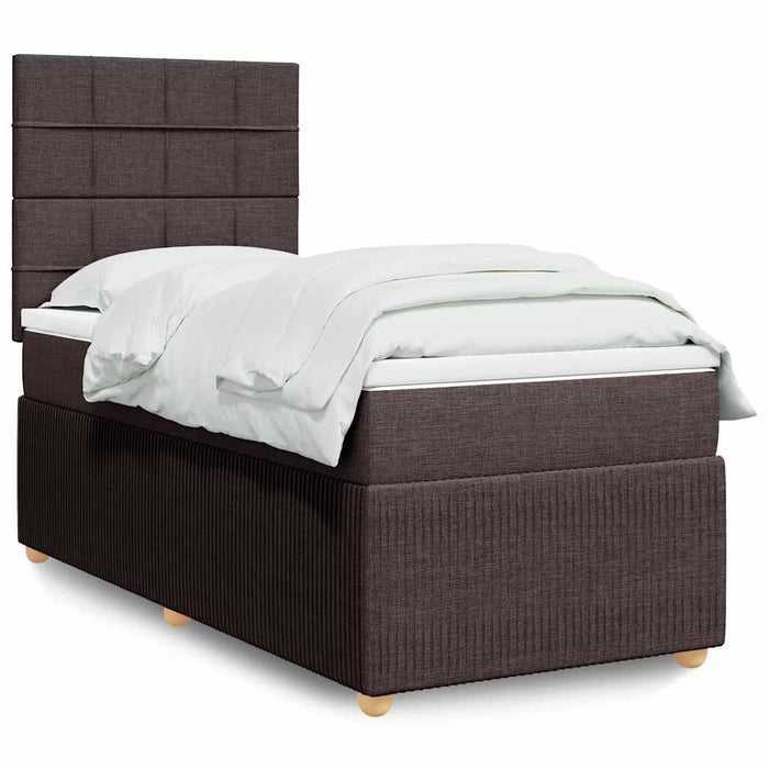 Pat box spring cu saltea, maro închis, 90x200 cm, textil - WALTI WALTI